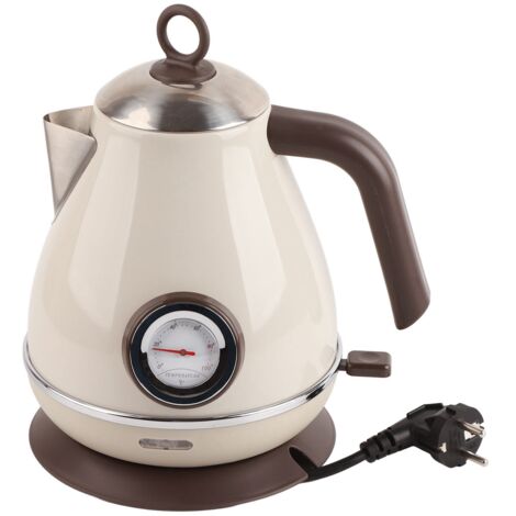 Retro-Wasserkocher mit Temperaturanzeige, 360°-Drehfuß und 220–240-V-EU-Stecker, Weiß
