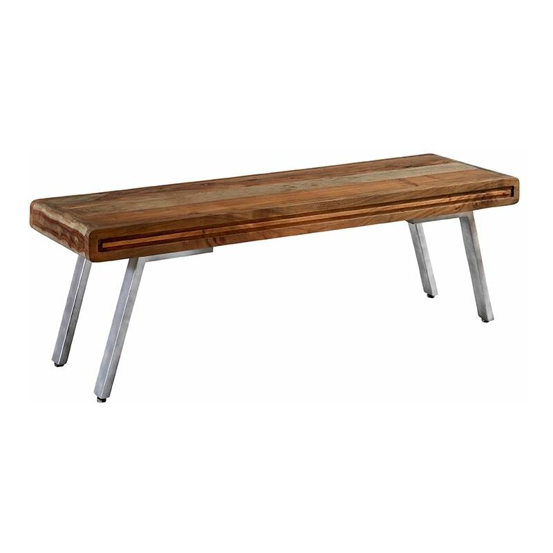 Retro Wood & Metal Dining Bench - Two-Tone
