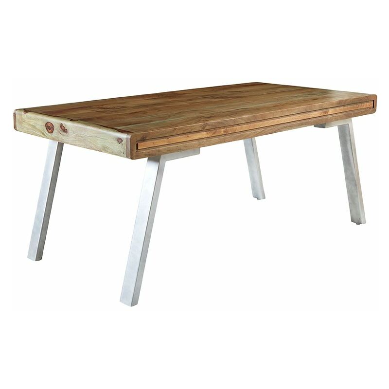 Verty Furniture - Retro Wood & Metal Large Dining Table - Two-Tone