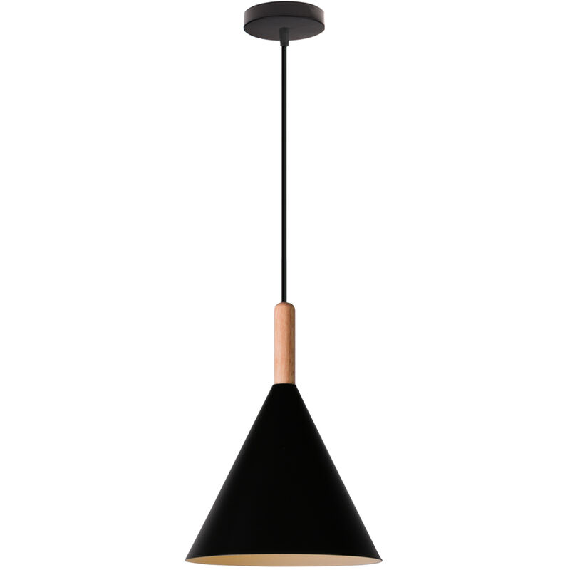 Wottes - Retro Wrought Iron Pendant Light Fixture E27 Lighting Bedroom Living Room Industrial Chandelier (Black) - Nero