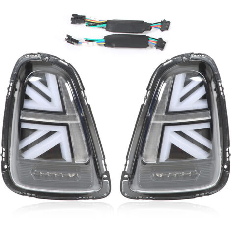 Retrofit taillights, Mini Cooper R56 2007-2013, LED taillight set, left and right pair, white + black. Trailer lights and reflectors.