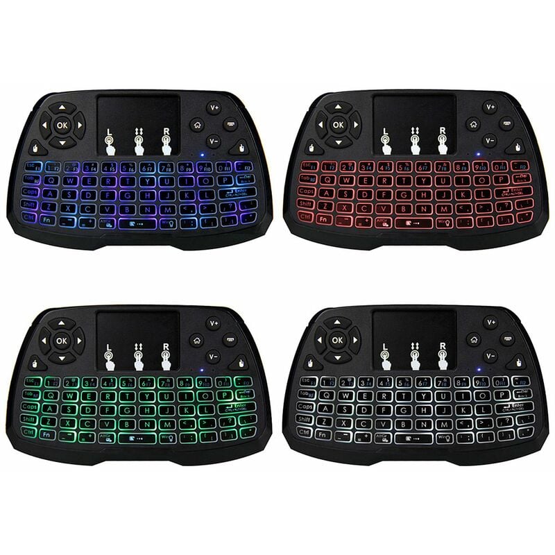 

Retroiluminado 2.4GHz Teclado inalambrico Touchpad Mouse Control remoto de mano Retroiluminacion de 4 colores para Android TV BOX Smart TV PC Notebook
