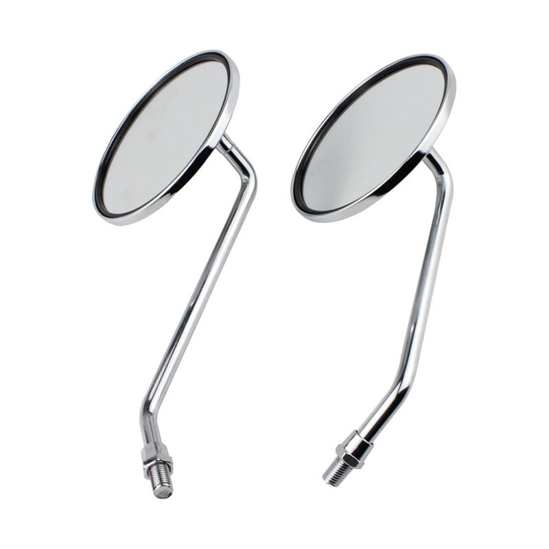 Rétroviseur - 1 paire de rétroviseurs de moto argentés ronds chromés de 10 mm. Rétroviseur gauche et droit.