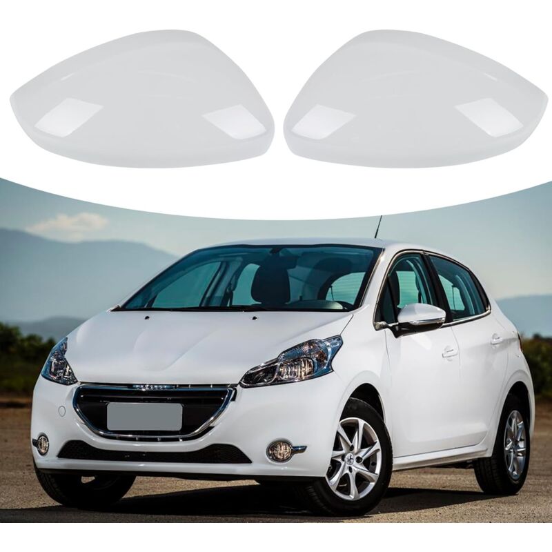 RéTroviseur Couverture Remplacement pour Peugeot 208 2012-2019, 1 Paire Couverture de Rétroviseur Couvercles Gauche et Droite,Noir ou Blanc Brillant