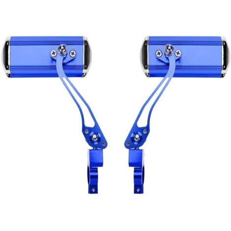 Rétroviseur de guidon de VTT (bleu), moto, conversion vélo, rétroviseur en aluminium, réflecteurs de sécurité