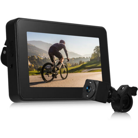 Rétroviseur de guidon pour vélo, caméra de recul rechargeable 1080p avec écran couleur 4,3", vision nocturne grand angle 150°, support réglable à 360°, compatible avec VTT et vélos de route.
