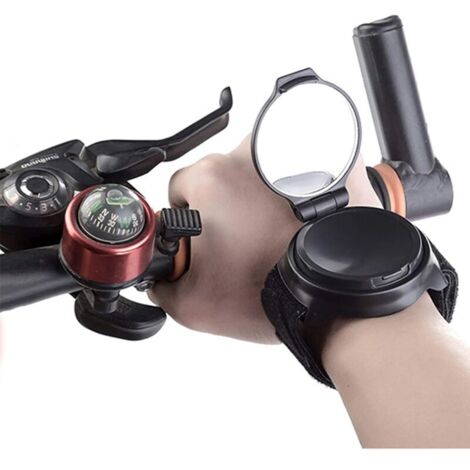 Rétroviseur de poignet pour cycliste, rétroviseur de guidon de vélo, rotation à 360°, léger, grand angle, avec dragonne.