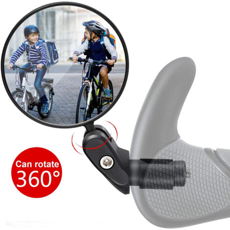 Rétroviseur de vélo, 1 rétroviseur de vélo universel réglable à 360°, rétroviseur plat pivotant pour guidon, rétroviseur de guidon, pour VTT de course