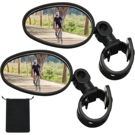 Rétroviseur de vélo 360 degrés réglable et rotatif pour guidon de vélo Rétroviseur de vélo Rétroviseur convexe en acrylique antichoc pour vélo de route de montagne (2 pièces)