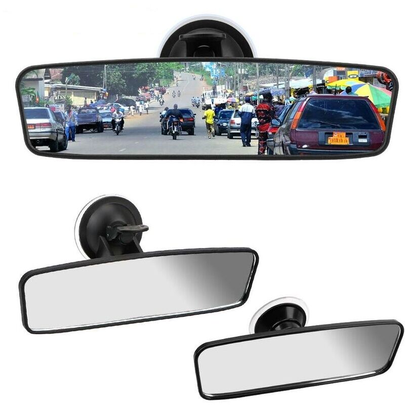 Gabrielle 2PC Rétroviseur Intérieur Universel 360 ° Rotation Rétroviseur Grand Angle Ventouse Réglable Rétroviseur Auto Pièces Auto,CHINA,200x60mm