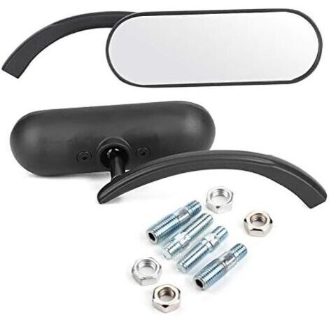 Rétroviseur ovale pour moto, miroir en verre avec coque et tige en aluminium, lot de 2, mini rétroviseur ovale noir pour Honda Shadow 600/750/1100 Ace