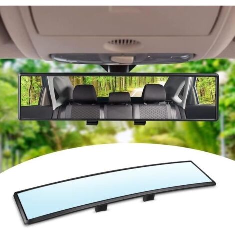 Rétroviseur Panoramique Intérieur Universel, Rétroviseur de Voiture Bleu HD à Clipser Grand Angle, Anti-éblouissement, 300x70mm