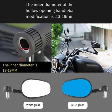 Rétroviseur universel pour guidon de moto 22 mm avec réflecteur ovale (BAs illustrés)