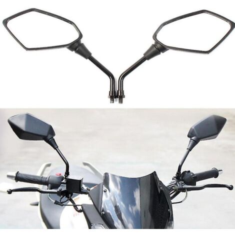 Rétroviseur universel pour moto (lot de 2), grand format, noir, chromé, pour scooter, 8 mm.
