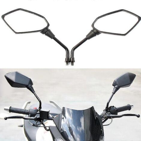 Rétroviseur universel pour moto (lot de 2), grand format, noir, chromé, pour scooter, 8 mm.