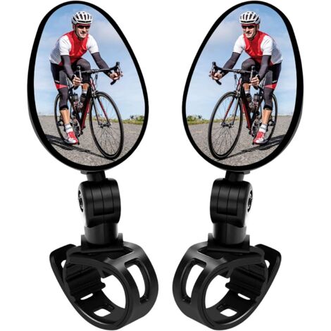 Rétroviseur Vélo - Rétroviseur Universel Rotatif 360° pour Guidon - Convient Vélo VAE Trottinette - Diamètre Intérieur 25 à 55 mm - Verre 70 x 50 mm - Lot de 2