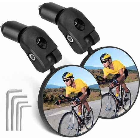 Rétroviseur Vélo,2PCS Rétroviseur de Vélo Miroir Convexe 360° Réglable, Vélo Vue Arrière Miroirs Réglable Rotatif Guidon Monté en Plastique Miroir Convexe pour Vélo de Route de Montagne