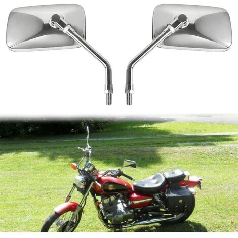 Rétroviseurs de moto Chrome, rétroviseurs latéraux universels de moto de 10 mm Poignée de guidon Fin Chrome Rétroviseurs de moto pour H0NDA, Suzuk, Aprilia et Cruiser Scooter