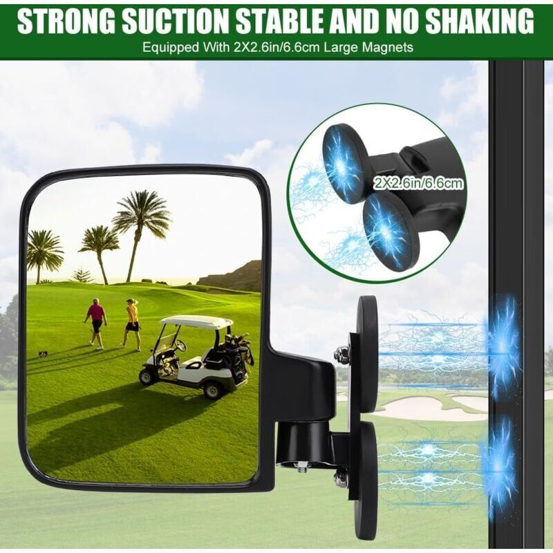 SNQ - Rétroviseurs latéraux magnétiques réglables pour chariot, rétroviseurs convexes magnétiques pour golf, utv, tracteur, chariot, chariots