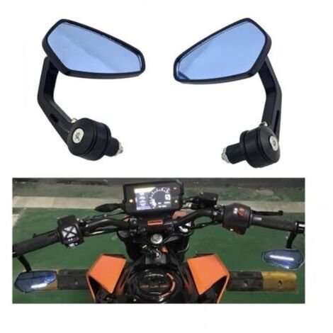 Rétroviseurs Moto,7/8" 22mm Retroviseur Moto Embout de Guidon, Anti-Glare Moto Rétroviseurs Latéraux, Retro Retroviseur de moto guidon pour Scooter Yamaha Z750 Z1000 MT03 MT09 FZ1 FZ6