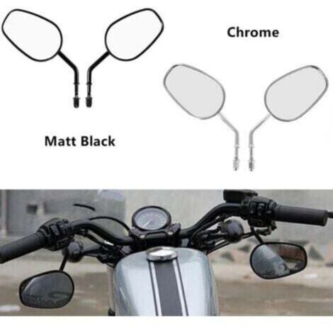Rétroviseurs pour Harley 883 - Alliage aluminium noir - Rétroviseurs moto premium, filetage intégré, montage guidon haut ou bas