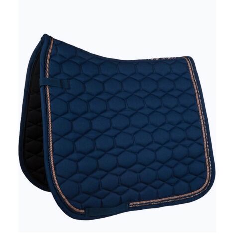 Rettangolare, nero e rosa oro 9178: Sottosella rettangolare da salto o dressage altamente traspirante con passamaneria e strassmodello Rosegold Glamour