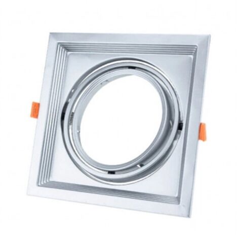 Rettangolo Incasso Regolabile per AR111 D.180x180x42mm Argento Optonica 5082