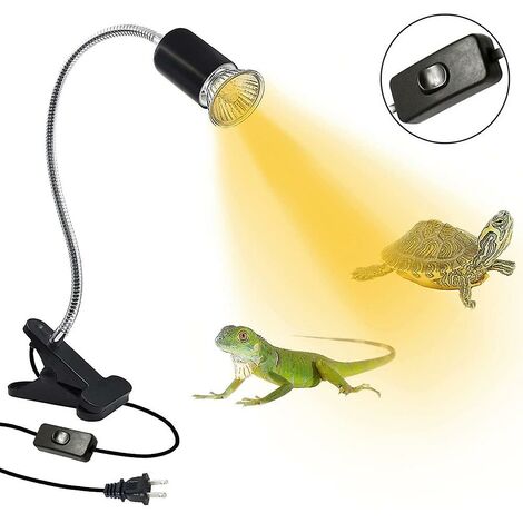 Rettile Calore Tortoise Lamp Basking Spot Tortoise Lamp 360 Girevole Luce Morsetto Flessibile Clip in ceramica Portalampada da scrivania Nero