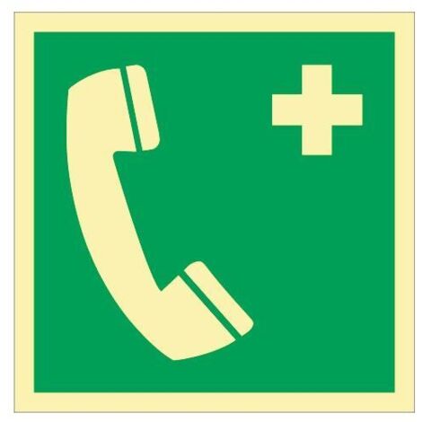 Rettungszeichen ASR A1.3/DIN EN ISO 7010/DIN 67510 L148xB148 mm Nottelefon Folie