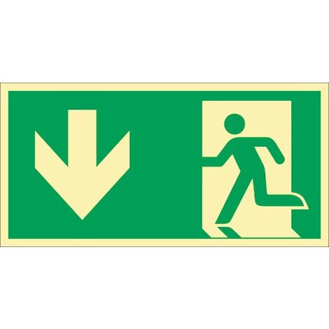Rettungszeichen DIN EN ISO 7010 L297xB148mm Notausgang Querf./m.Figur Folie