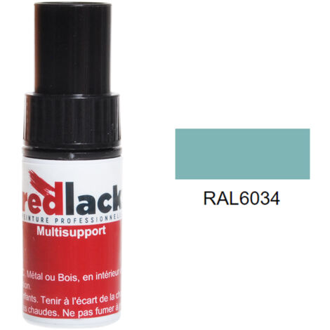 Retuschefläschchen mit Pinsel 9ml – RAL 6034 - Matt - Pastelltürkis - für verschiedene Oberflächen - Redlack
