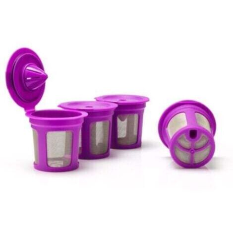 reusable coffee filters – Refillable coffee capsules with integrated filter for single-cup coffee maker (purple)