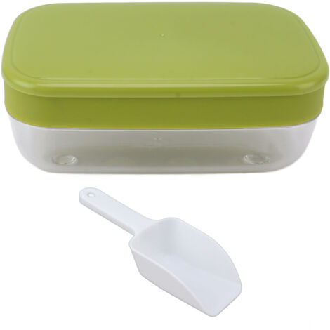 Reusable Flexible Ice Cube Maker Mold Easy Release Round Ice Cube Tray with Lid Bin Multi Layered Green