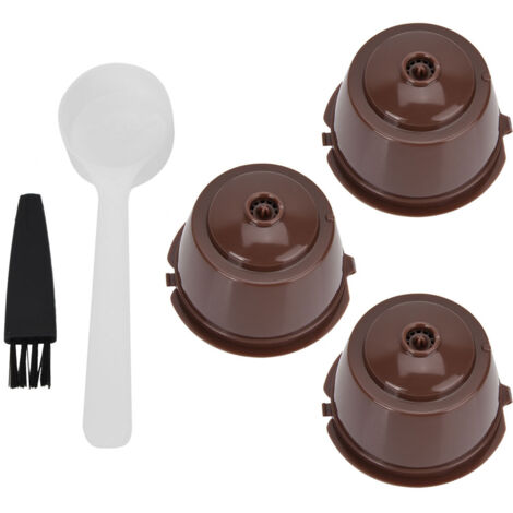 Reusable Refillable Coffee Capsule Pod Filter Cups Set With Spoon Brush (3 Coffee Capsules)
