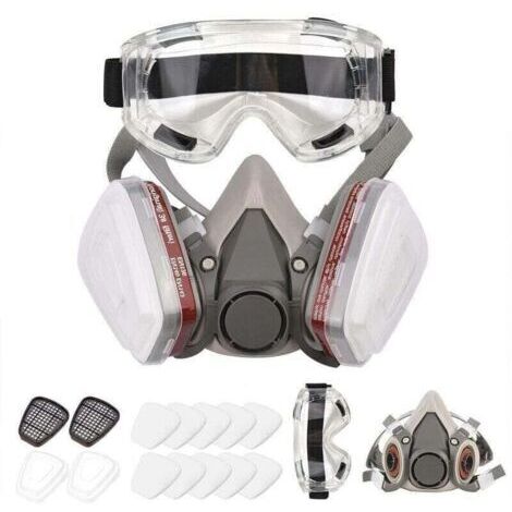 Reusable Respirator Gas Mask Half Facepiece Shield 6200 Face Cover with Filters for Dust, Fumes, Asbestos, Chemicals and Other Airborne Particles while Painting, Spraying, Polishing and More