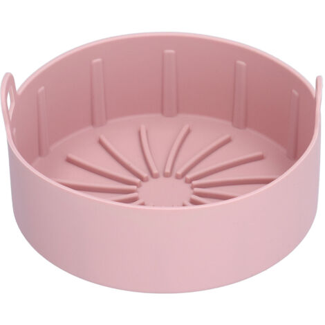Reusable Silicone Pot Replacement Kitchen Electric Fryer Basket Tray Baking Accessory 20℃220℃(16cm Pink )