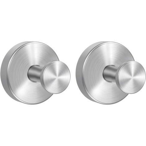 Reusable suction cup hooks, 2 pieces, no drilling required, robust stainless steel for bathrooms, glass doors, tiles, silver