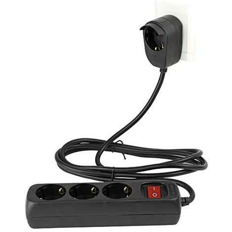 Rev 0012392514 Regleta de 3 enchufes con interruptor negra