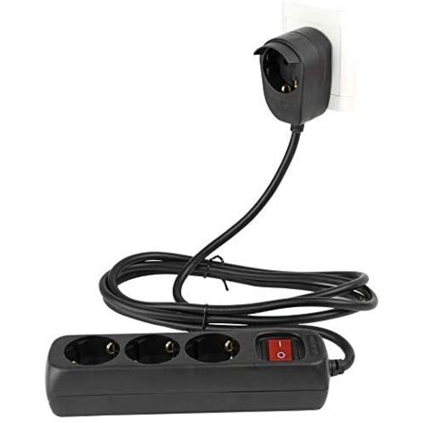 Rev 0012392514 Regleta de 3 enchufes con interruptor negra