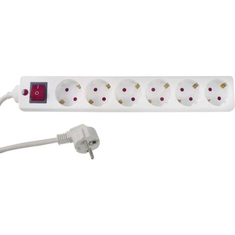 REV 00125101 Multipresa con interruttore 6 scomparti Bianco Schuko 1 pz.