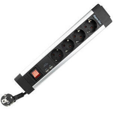 REV 0014438713 base múltiple 2,2 m 4 salidas AC Interior Negro, Plata