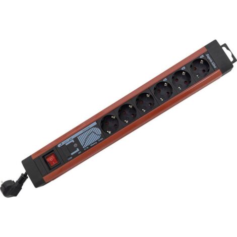 REV 0014663613 Multipresa con interruttore 6 scomparti Nero, Rosso Schuko 1 pz.
