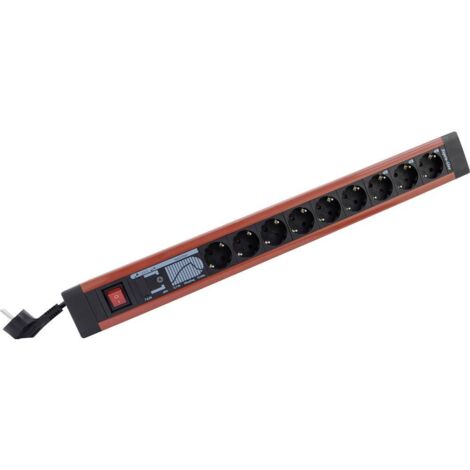 REV 0014963613 Multipresa con interruttore 9 scomparti Nero, Rosso Schuko 1 pz.