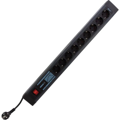 REV 0015963513 Multipresa con interruttore 9 scomparti Antracite, Nero Schuko 1 pz.