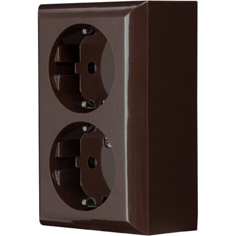REV 0510076777 Doppia Presa con Telaio e Inserto, Marrone, 2-fach