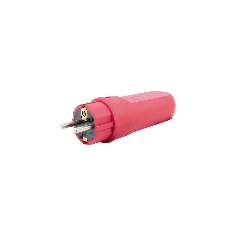 REV - 0512099555 fiche électrique mâle avec terre caoutchouc 250 v rouge foncé IP44