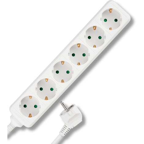 REV 0512392555 Multipresa a 6 Prese, Cavo 5 m, Massimo 3500 W, Bianco, 5m