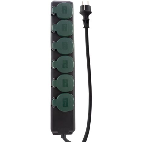 REV 0512469555 Multipresa 6 scomparti Nero, Verde Schuko 1 pz.