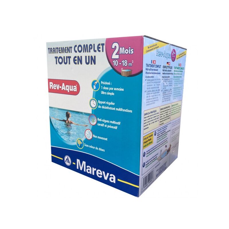 Mareva - Traitement complet Rev-Aqua 2 mois - piscine 10-18 m3 (Revaqua) - Lot de 2