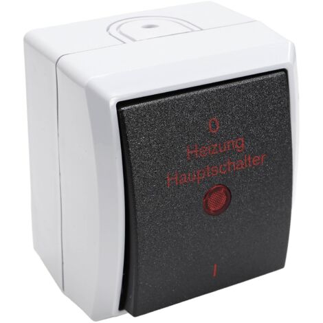 REV Aquaform Heizung Hauptschalter Feuchtraum IP44 Aufputz grau Notschalter